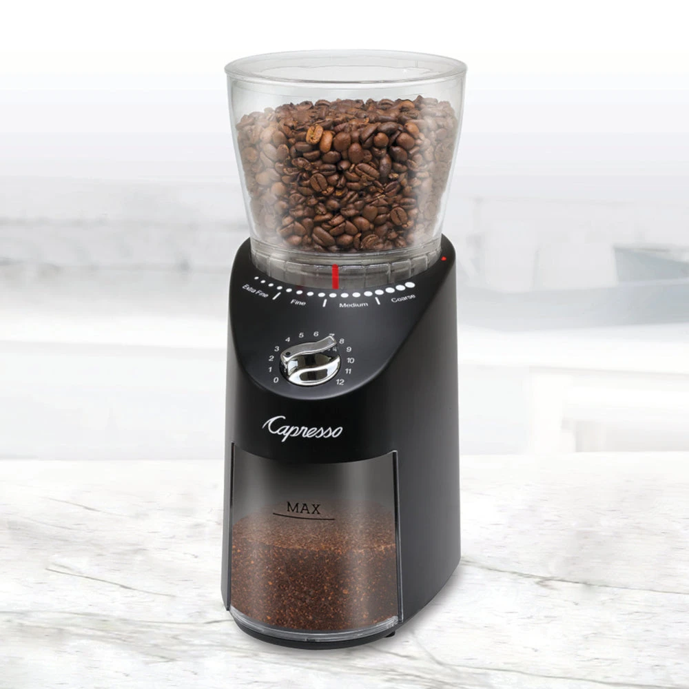Capresso Infinity Plus Conical Burr Coffee Grinder In Black 4 Capresso Infinity Plus Conical Burr Coffee Grinder In Black - Image 2