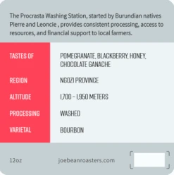 Joe Bean Burundi Nkanda Procasta 12 Oz -Gaggia Store Capture