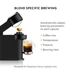 Nespresso Vertuo Next Premium Espresso Machine By DeLonghi - Black Rose Gold -Gaggia Store ENV120BBlendSpecificBrewing