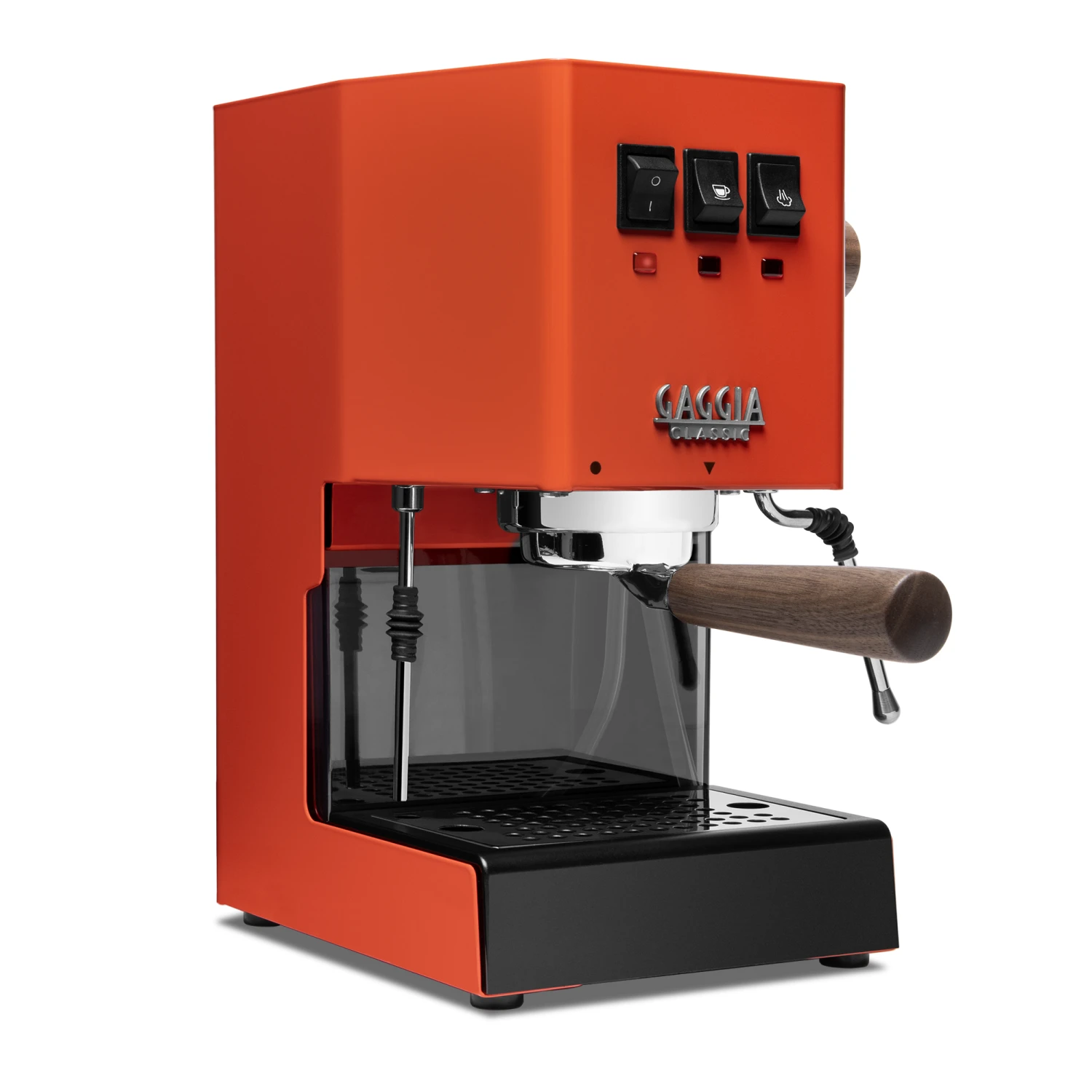 Gaggia Classic Evo Pro Espresso Machine In Lobster Red With Walnut 3 Gaggia Classic Evo Pro Espresso Machine In Lobster Red With Walnut