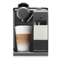 DeLonghi Nespresso Lattissima Touch Espresso Machine In Black -Gaggia Store lattissimatouch 560b black front milk